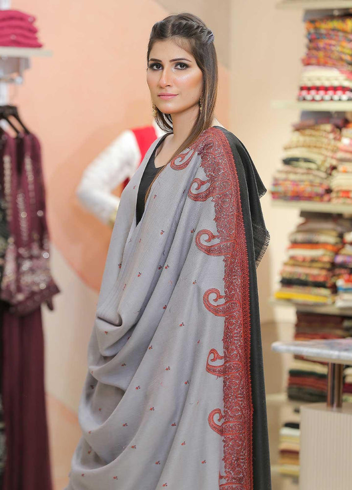 Sanaulla Exclusive Range Pashmina Shawl SU21PP AKP-26 L Grey Pure Pashmina Shawls