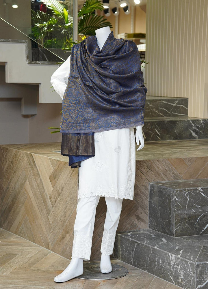 Sanaulla Exclusive Range  Pashmina  Shawls MAMA-01 Blue - Pashmina Shawls