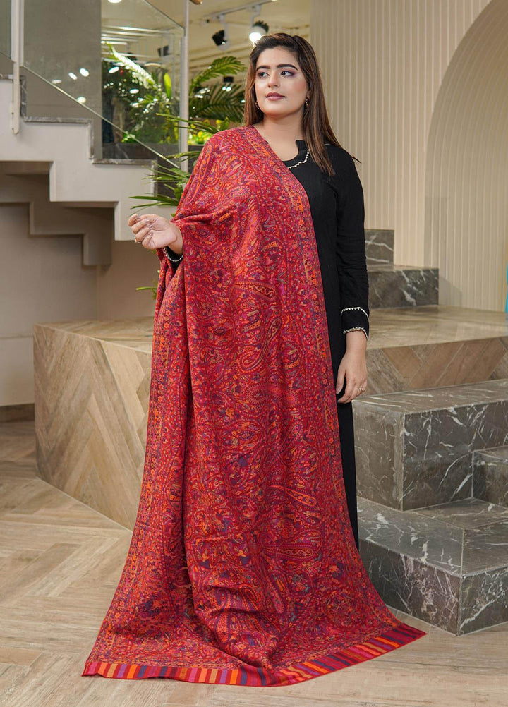 Sanaulla Exclusive Range  Pashmina  Shawls MAMA-08 Red      - Pashmina Shawls