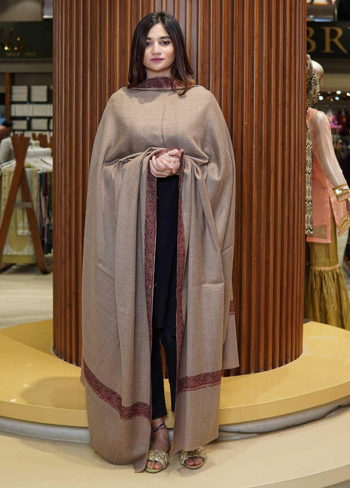 Sanaulla Exclusive Range  Pashmina  Shawls MAMA-16 Fawn-7 - Pashmina Shawls
