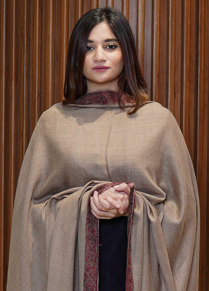 Sanaulla Exclusive Range  Pashmina  Shawls MAMA-16 Fawn-7 - Pashmina Shawls