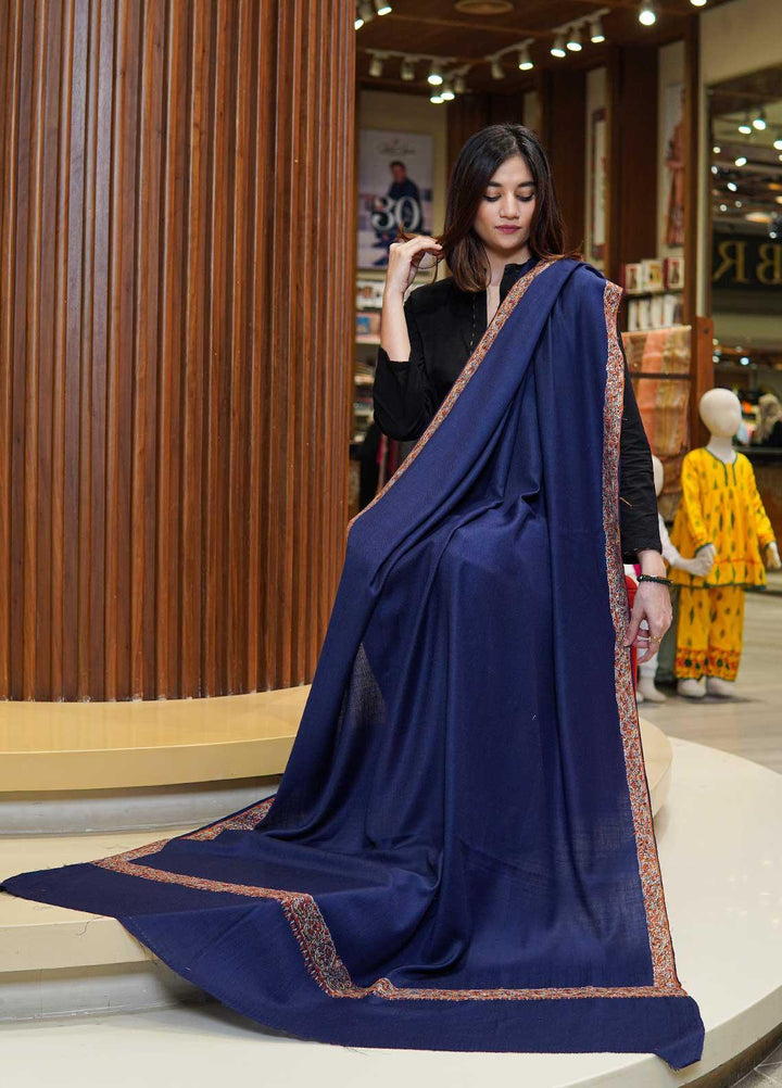Sanaulla Exclusive Range  Pashmina  Shawls MAMA-16 Blue-2 - Pashmina Shawls