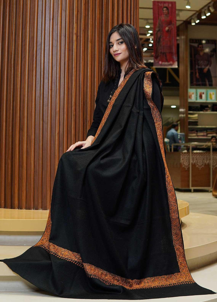 Sanaulla Exclusive Range  Pashmina  Shawls MAMA-16 Black-2 - Pashmina Shawls