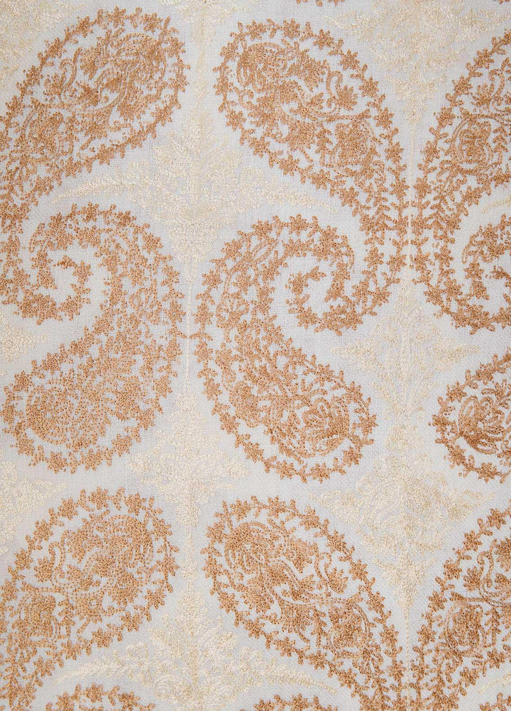 Sanaulla Exclusive Range  Pashmina  Shawls MAMA-38 Off White-2 - Pashmina Shawls