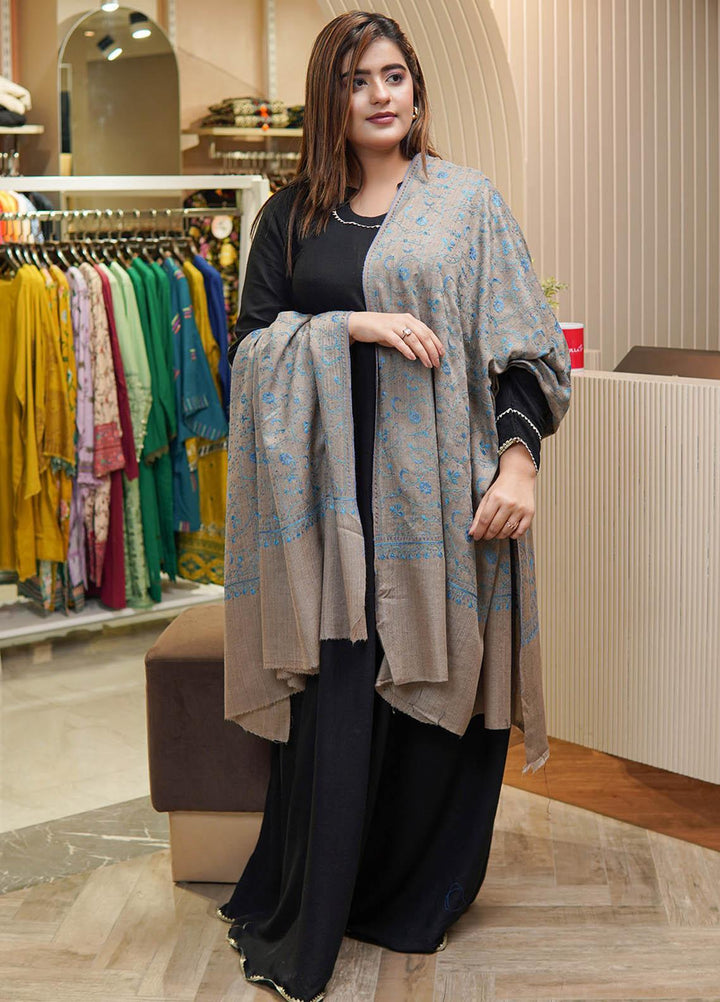 Sanaulla Exclusive Range  Pashmina  Shawls MAMA-47 Fawn-2      - Pashmina Shawls