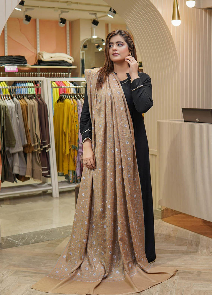 Sanaulla Exclusive Range  Pashmina  Shawls MAMA-47 Fawn-3      - Pashmina Shawls