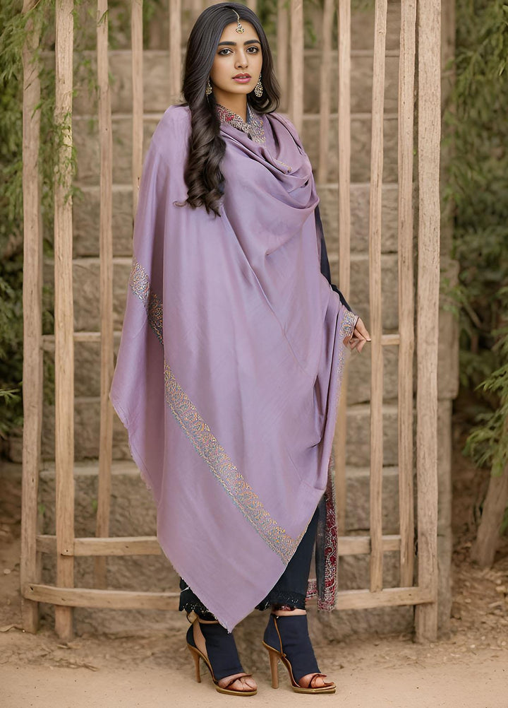 Sanaulla Exclusive Range  Pashmina  Mama D-21 Purple - Women Shawls