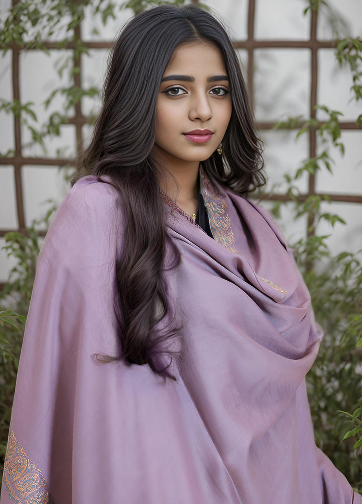 Sanaulla Exclusive Range  Pashmina  Mama D-21 Purple - Women Shawls