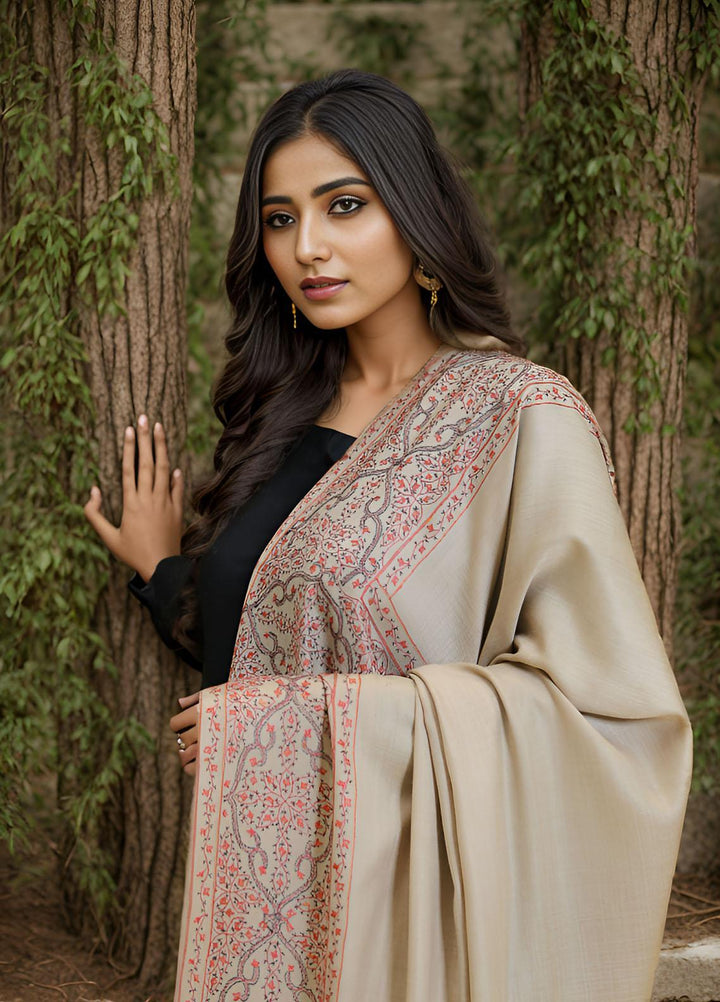 Sanaulla Exclusive Range  Pashmina  KPS 781 D-37 L Brown 1 - Women Shawls