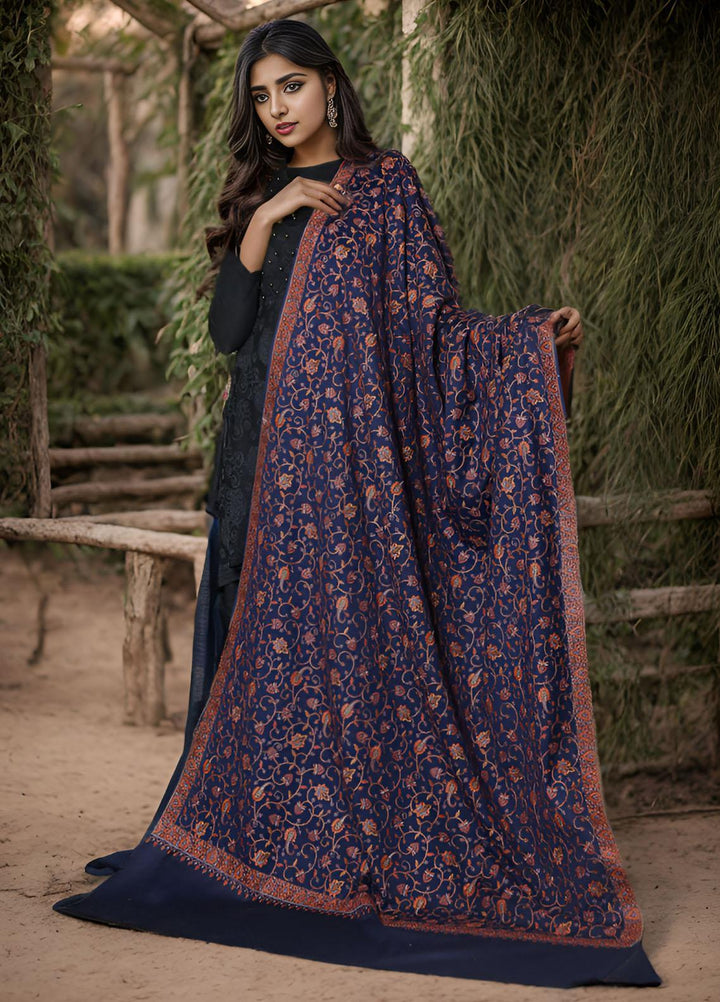 Sanaulla Exclusive Range  Pashmina  KPS 781 D-59 N Blue - Women Shawls