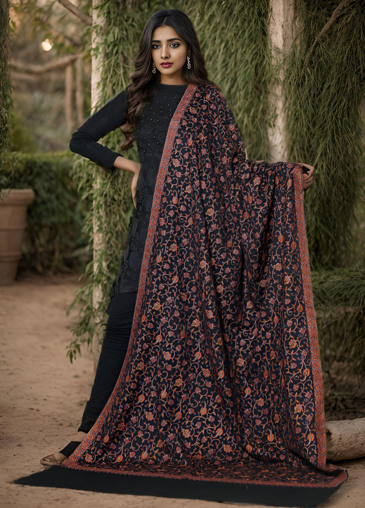 Sanaulla Exclusive Range  Pashmina  KPS 781 D-59 Black 1 - Women Shawls