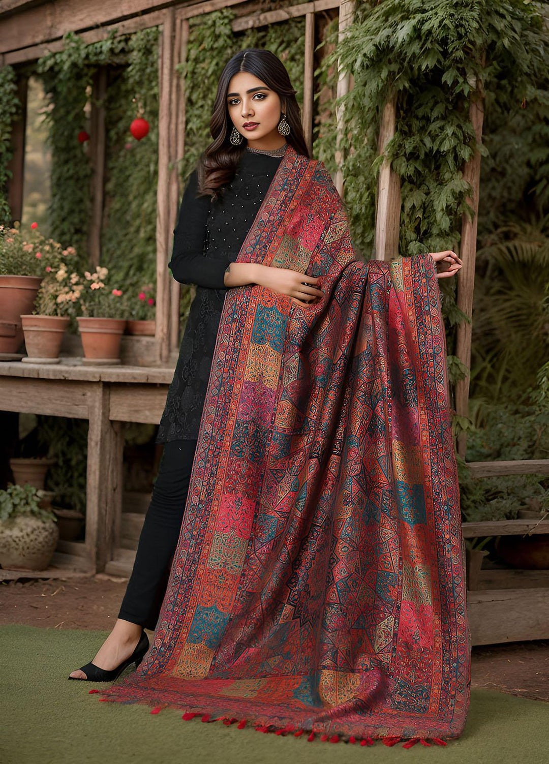 Sanaulla Exclusive Range  Pashmina  Mama D-02 Multi 01 - Women Shawls