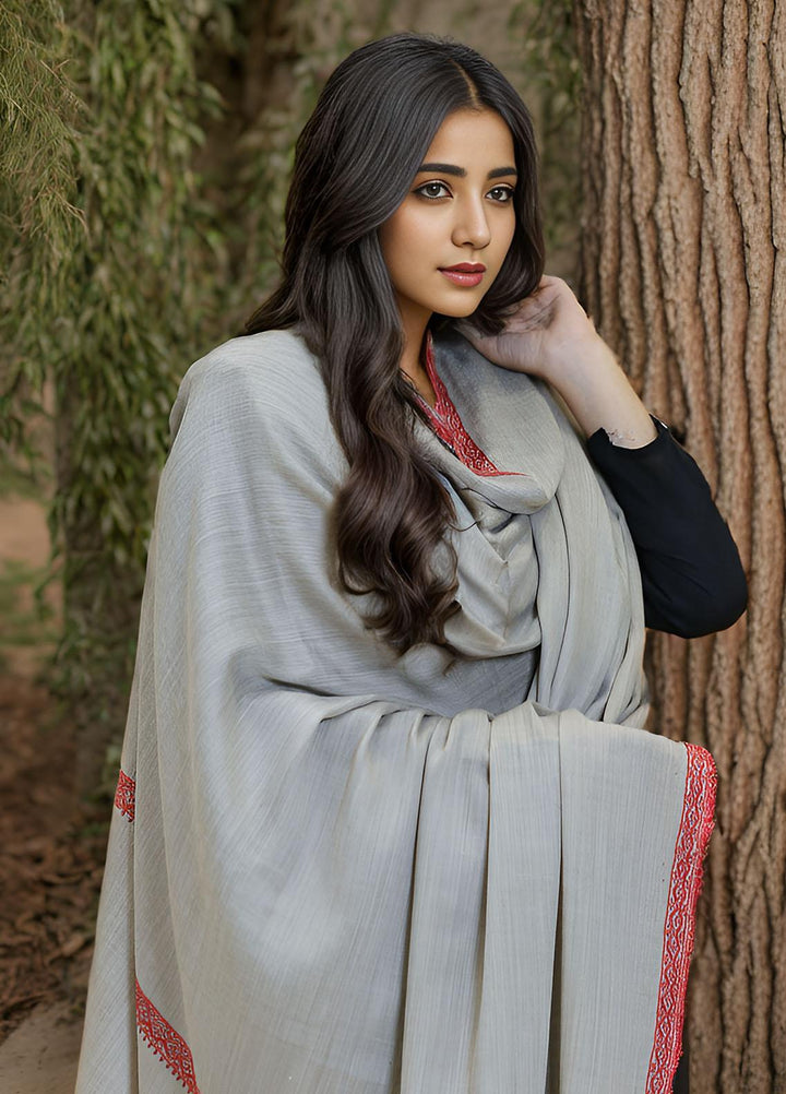 Sanaulla Exclusive Range  Pashmina  Mama D-22 Grey - Women Shawls
