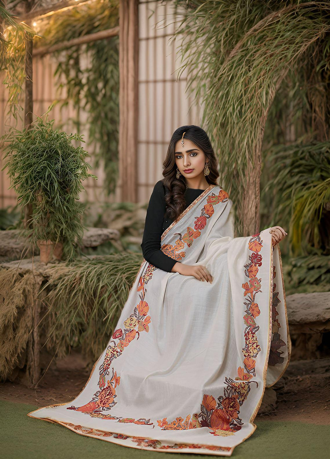 Sanaulla Exclusive Range  Pashmina  KPS 781 D-35 Fawn - Women Shawls