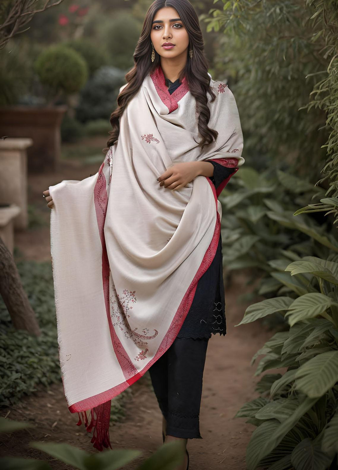 Sanaulla Exclusive Range  Pashmina  KPS 781 D-05 Beige 1 - Women Shawls