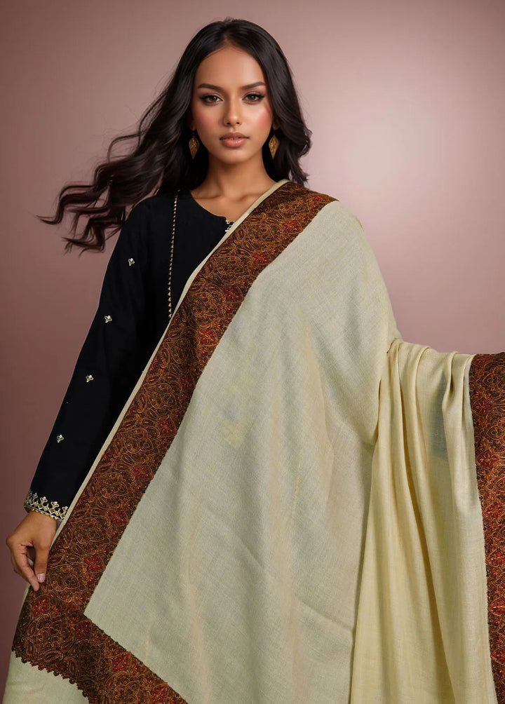 Sanaulla Exclusive Range Pashmina Shawl D-10 Beige 2 - Winter Collection