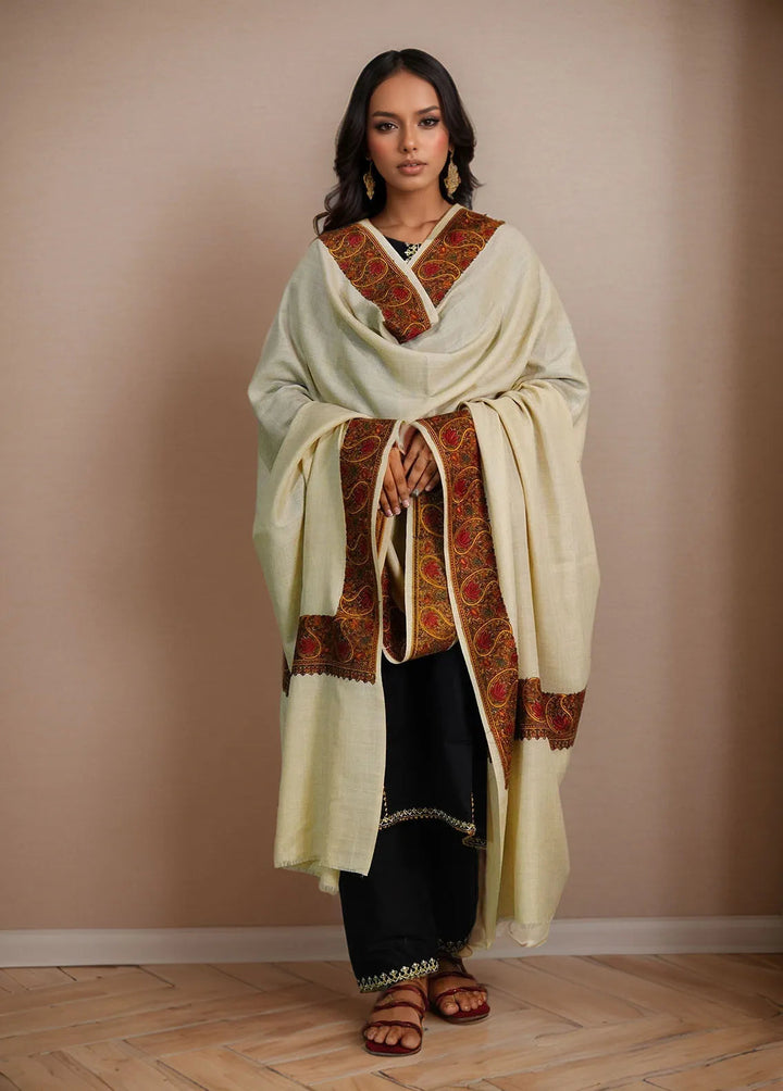 Sanaulla Exclusive Range Pashmina Shawl D-10 Beige 3 - Winter Collection