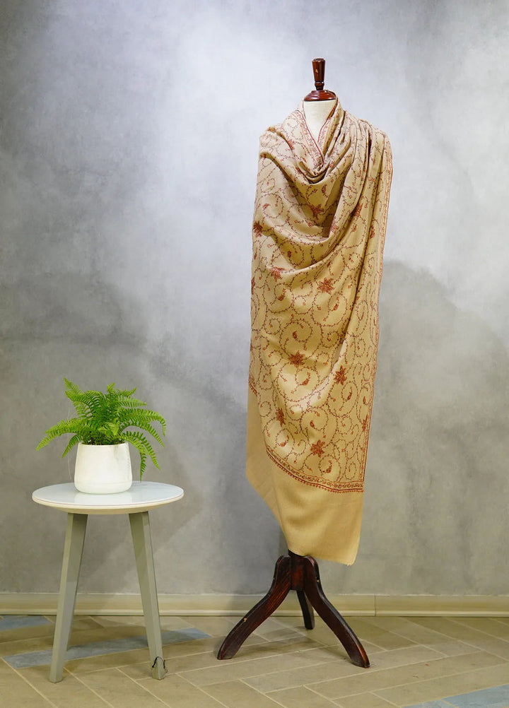 Sanaulla Exclusive Range Pashmina Shawl D-12 Light Brown - Winter Collection