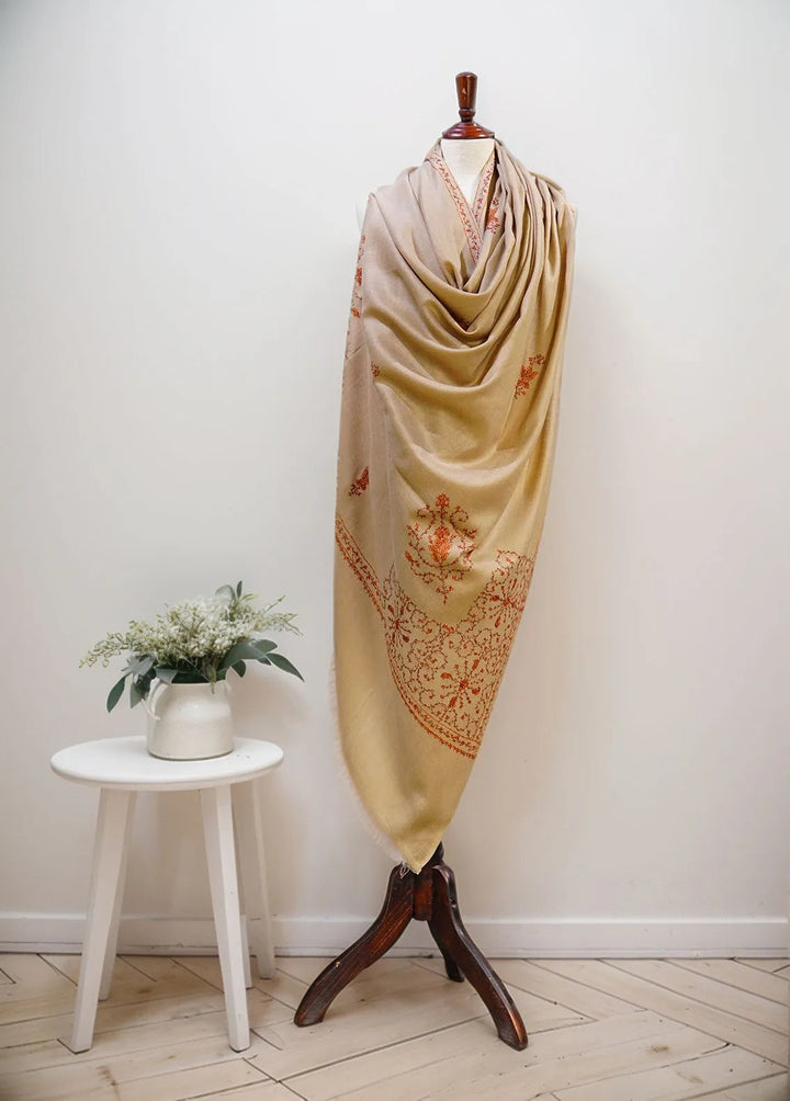 Sanaulla Exclusive Range Pashmina Shawl D-13 Beige 2 - Winter Collection