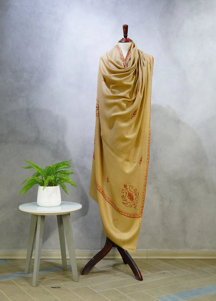 Sanaulla Exclusive Range Pashmina Shawl D-13 Brown 2 - Winter Collection