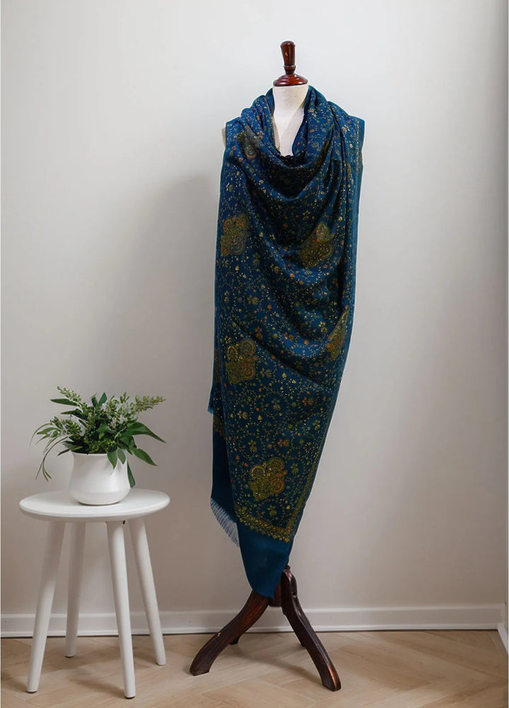 Sanaulla Exclusive Range Pashmina Shawl D-16 Bottle Green 2 - Winter Collection