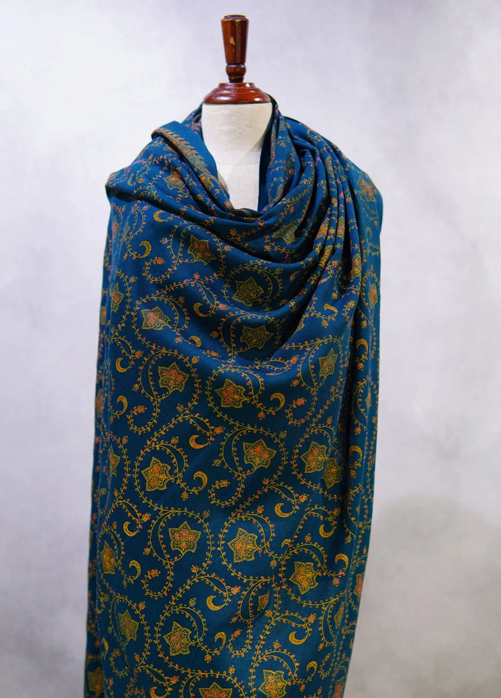 Sanaulla Exclusive Range Pashmina Shawl D-16 Bottle Green 3 - Winter Collection