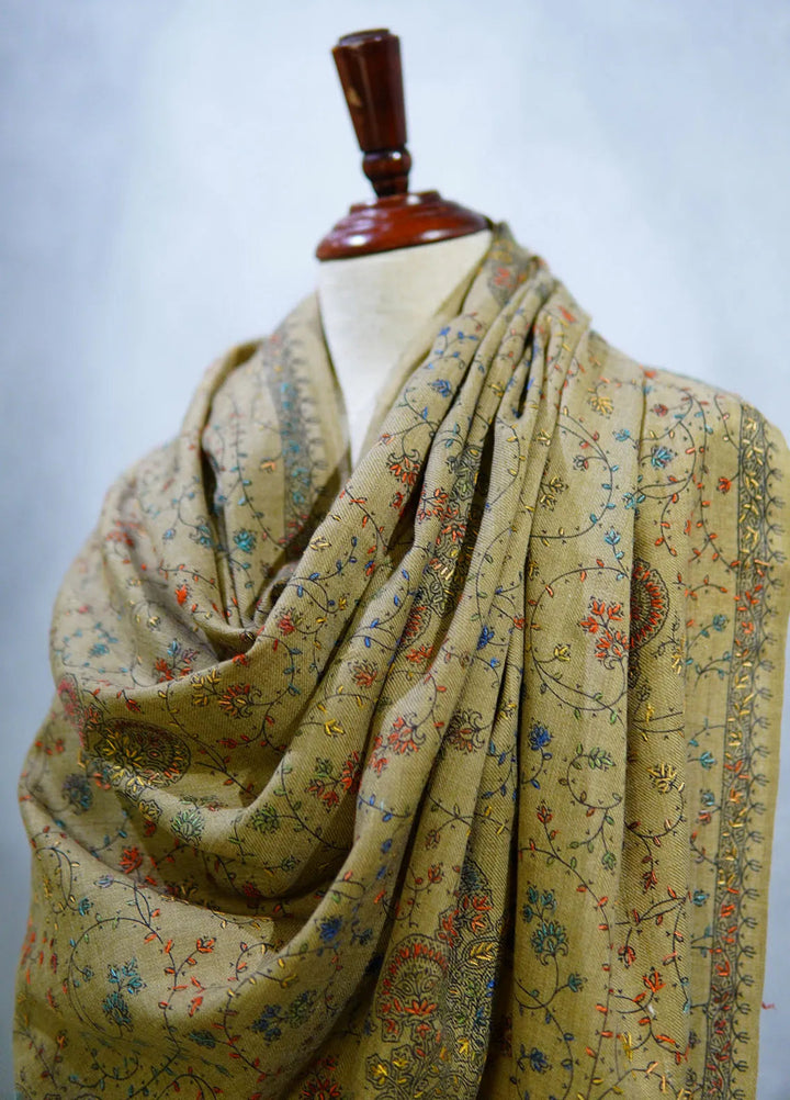 Sanaulla Exclusive Range Pashmina Shawl D-16 Brown 1 - Winter Collection