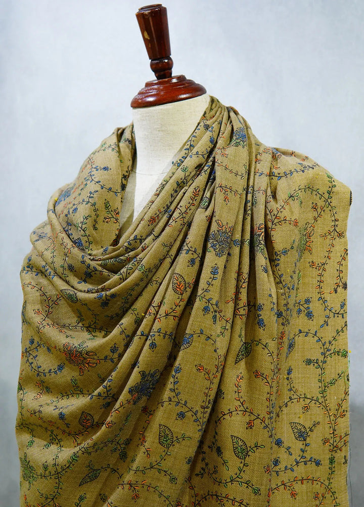 Sanaulla Exclusive Range Pashmina Shawl D-16 Brown 4 - Winter Collection