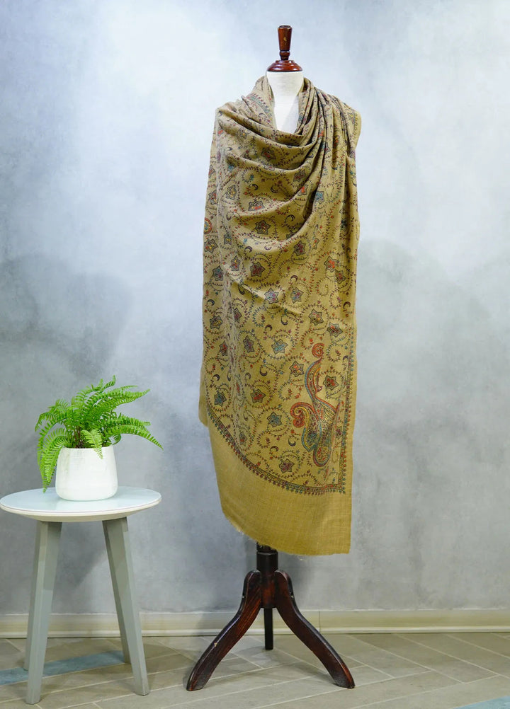 Sanaulla Exclusive Range Pashmina Shawl D-16 Brown 8 - Winter Collection