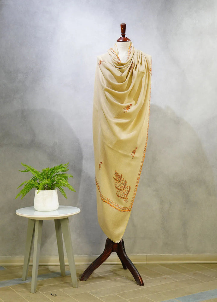 Sanaulla Exclusive Range Pashmina Shawl D-16 Light Brown 5 - Winter Collection