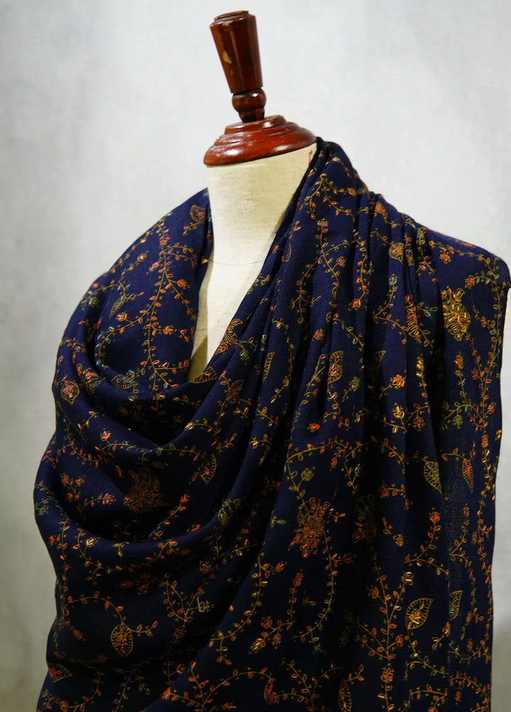 Sanaulla Exclusive Range Pashmina Shawl D-16 Navy Blue 2 - Winter Collection