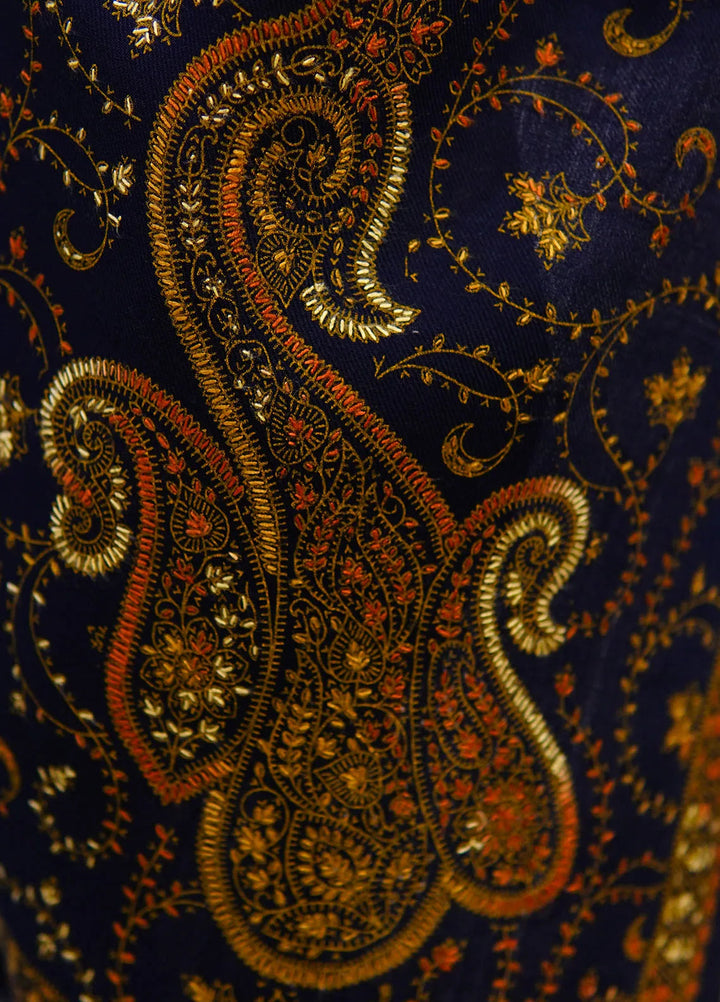 Sanaulla Exclusive Range Pashmina Shawl D-16 Navy Blue 6 - Winter Collection