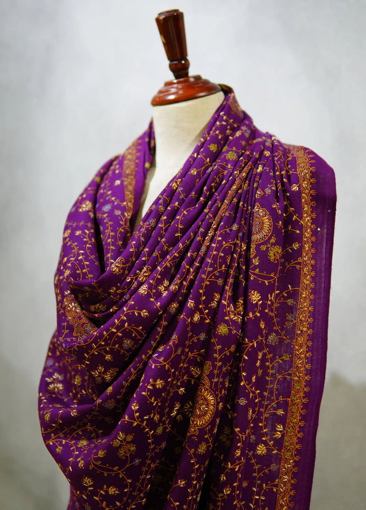 Sanaulla Exclusive Range Pashmina Shawl D-16 Purple 2 - Winter Collection