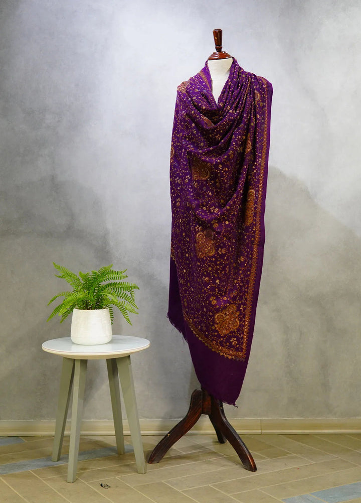 Sanaulla Exclusive Range Pashmina Shawl D-16 Purple 2 - Winter Collection