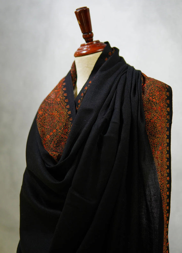 Sanaulla Exclusive Range Pashmina Shawl D-17 Black 3 - Winter Collection