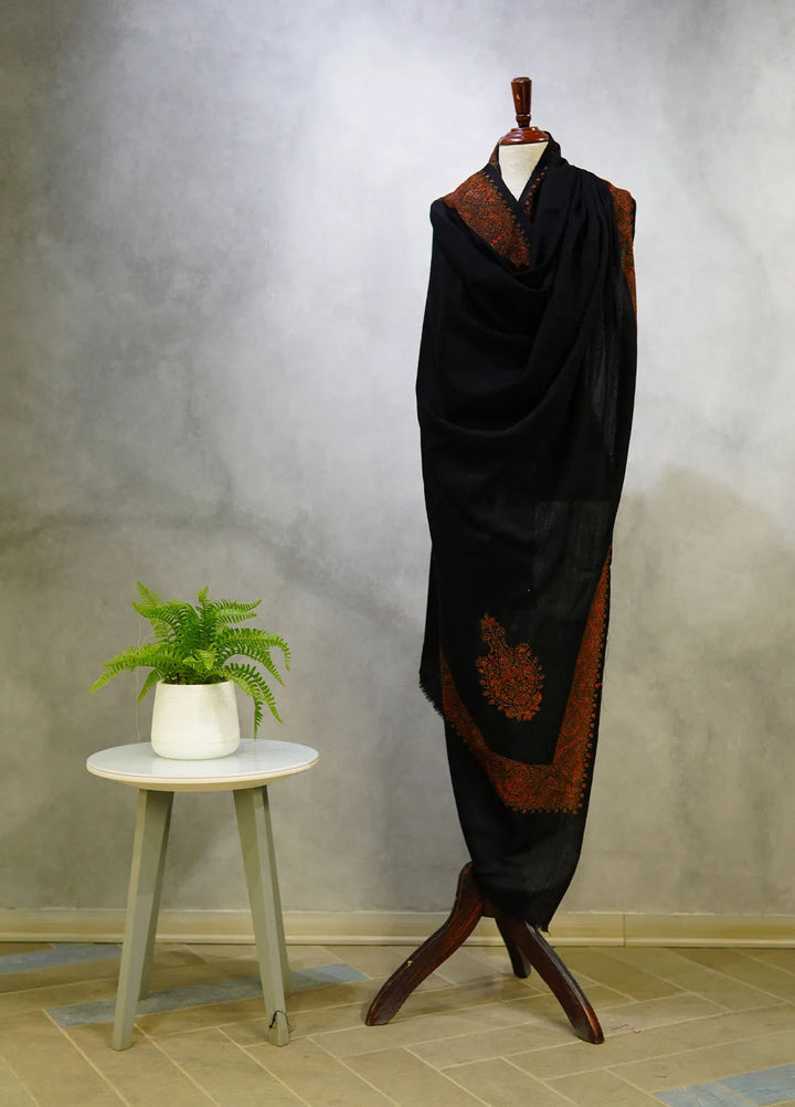 Sanaulla Exclusive Range Pashmina Shawl D-17 Black 3 - Winter Collection