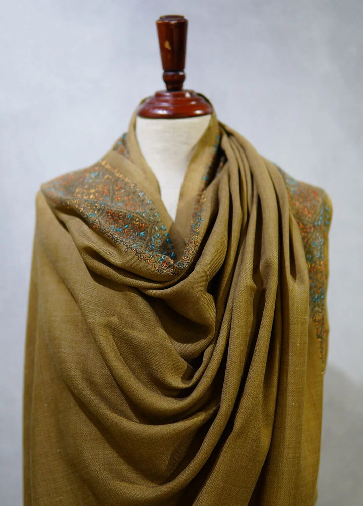 Sanaulla Exclusive Range Pashmina Shawl D-17 Brown 3 - Winter Collection