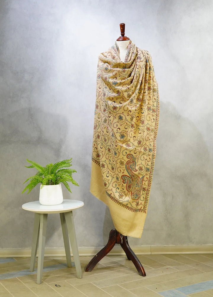 Sanaulla Exclusive Range Pashmina Shawl D-17 Light Brown 2 - Winter Collection