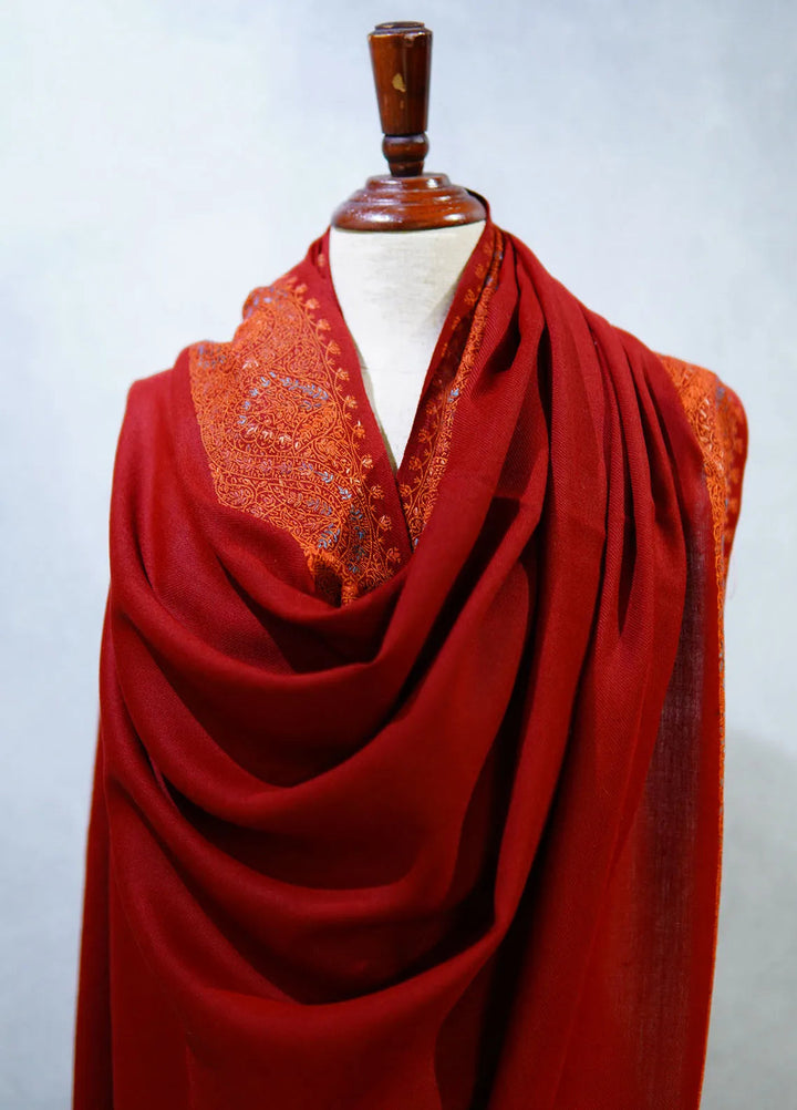 Sanaulla Exclusive Range Pashmina Shawl D-17 Mehroon 2 - Winter Collection