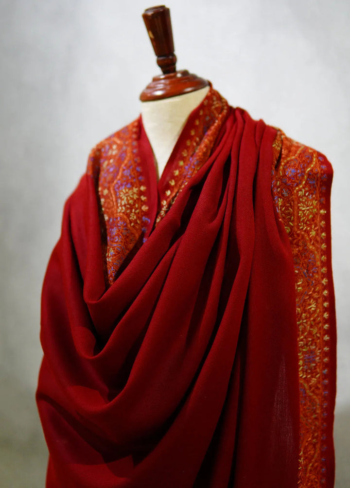Sanaulla Exclusive Range Pashmina Shawl D-17 Mehroon 4 - Winter Collection
