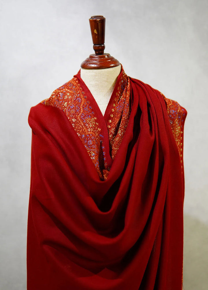 Sanaulla Exclusive Range Pashmina Shawl D-17 Mehroon 4 - Winter Collection