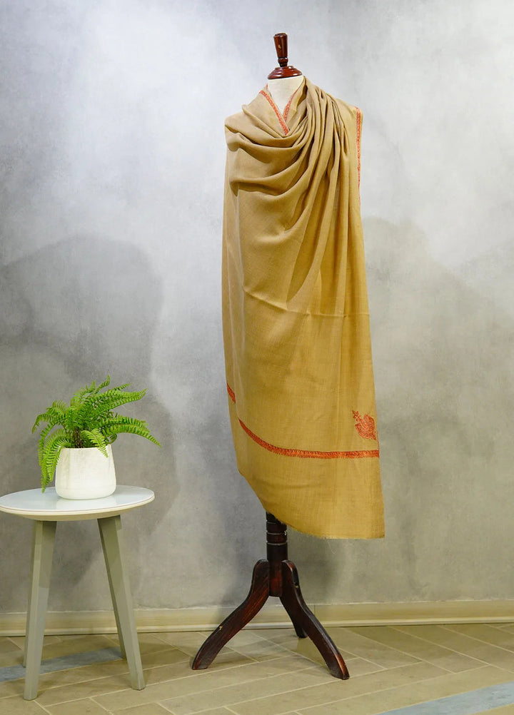 Sanaulla Exclusive Range Pashmina Shawl D-18 Brown 3 - Winter Collection