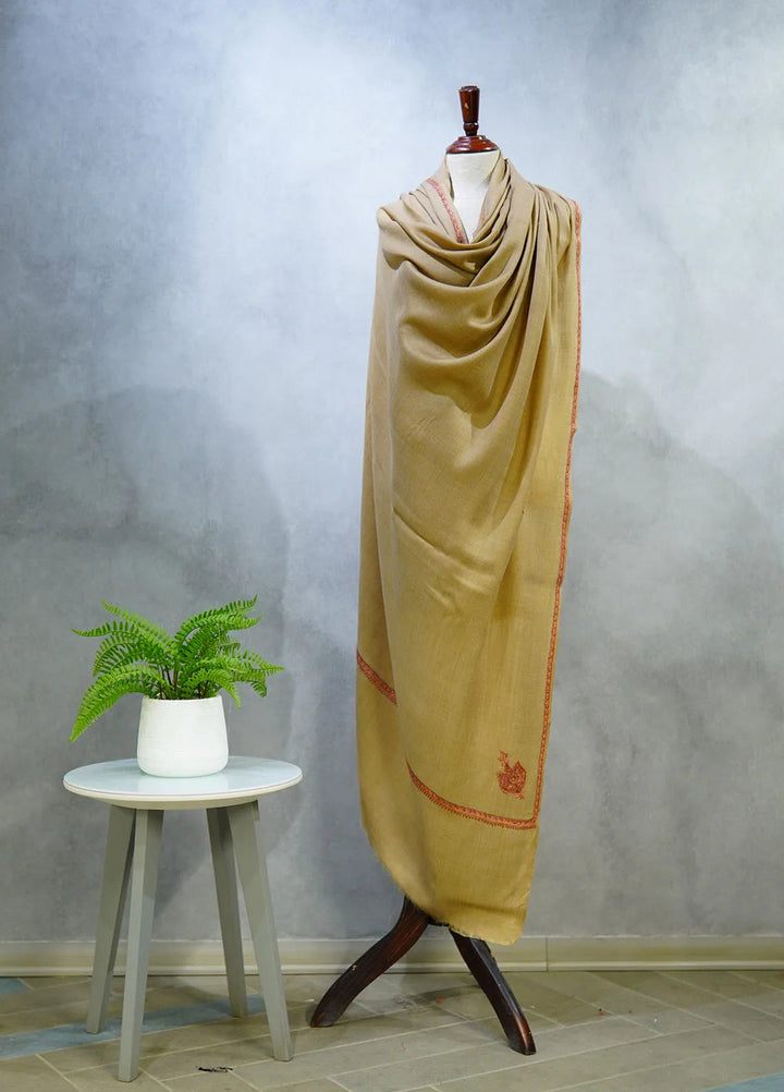 Sanaulla Exclusive Range Pashmina Shawl D-18 Brown 5 - Winter Collection