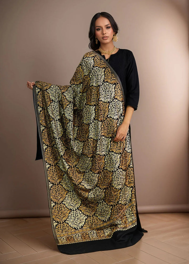 Sanaulla Exclusive Range Pashmina Shawl D-26 Black 1 - Winter Collection