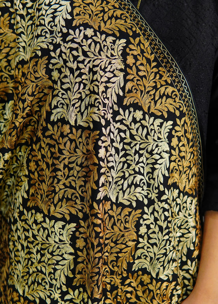 Sanaulla Exclusive Range Pashmina Shawl D-26 Black 1 - Winter Collection