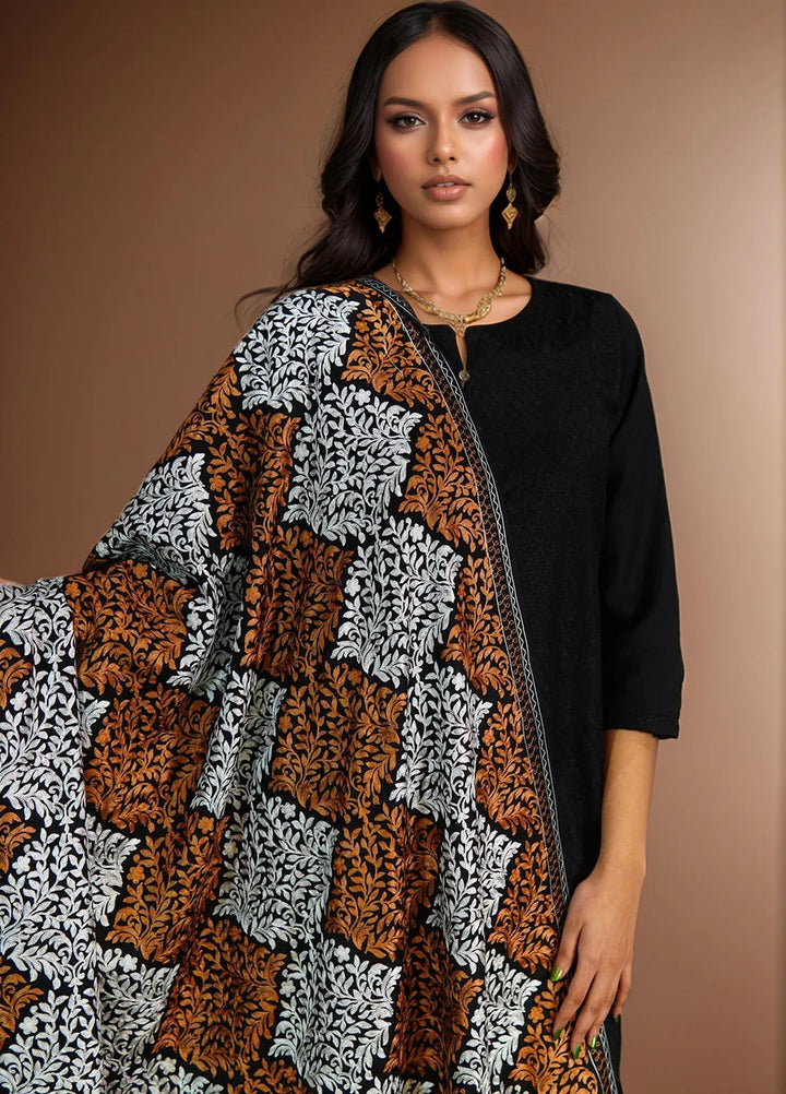 Sanaulla Exclusive Range Pashmina Shawl D-26 Black 2 - Winter Collection