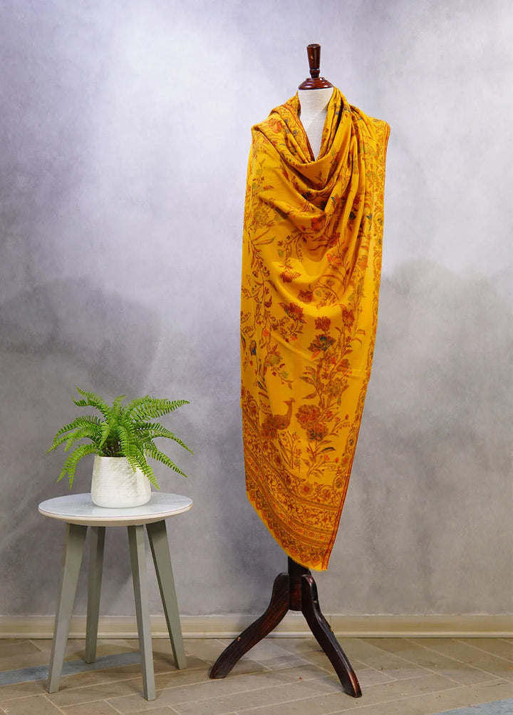 Sanaulla Exclusive Range Pashmina Shawl D-26 Yellow - Winter Collection