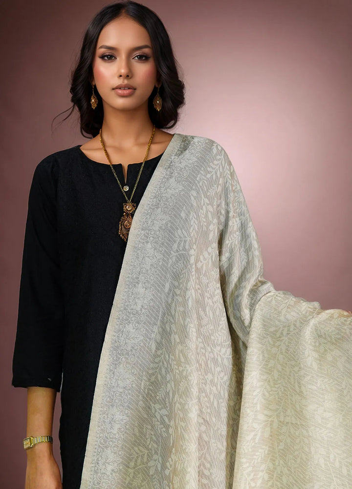 Sanaulla Exclusive Range Pashmina Shawl D-28 Cream - Winter Collection
