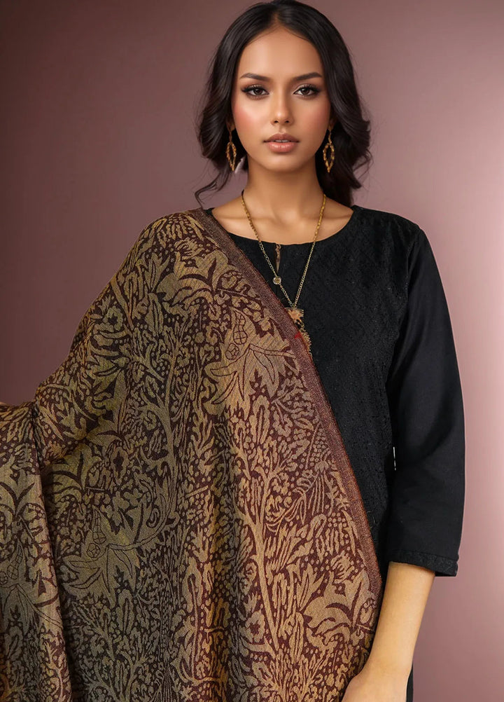 Sanaulla Exclusive Range Pashmina Shawl D-28 Dark Brown - Winter Collection