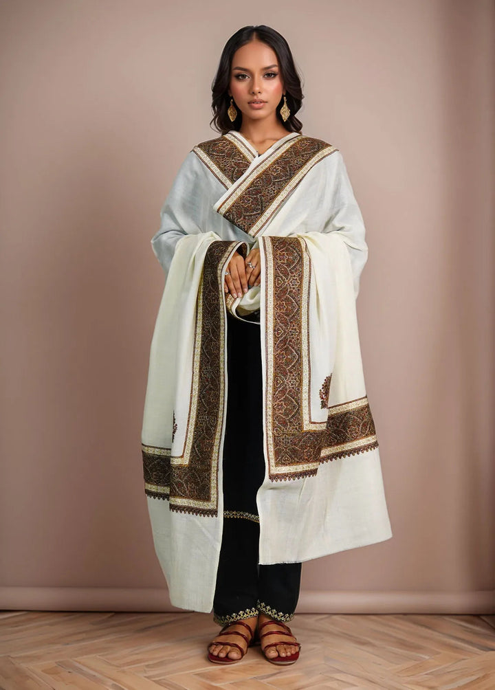 Sanaulla Exclusive Range Pashmina Shawl D-32 Cream - Winter Collection